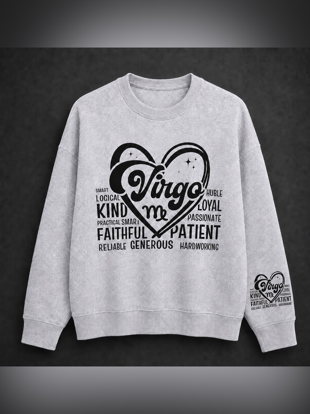 Virgo Heart Graphic Crewneck Sweatshirt - Light Gray